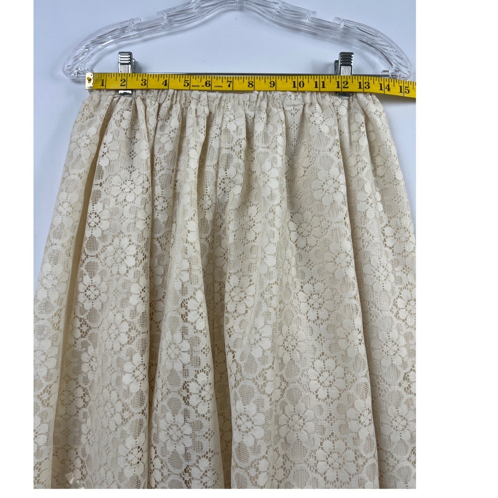 Vtg Carefree Fashions Skirt Top Set Women M Cream Lace Puff Sleeve Arizona USA - Picture 7 of 16